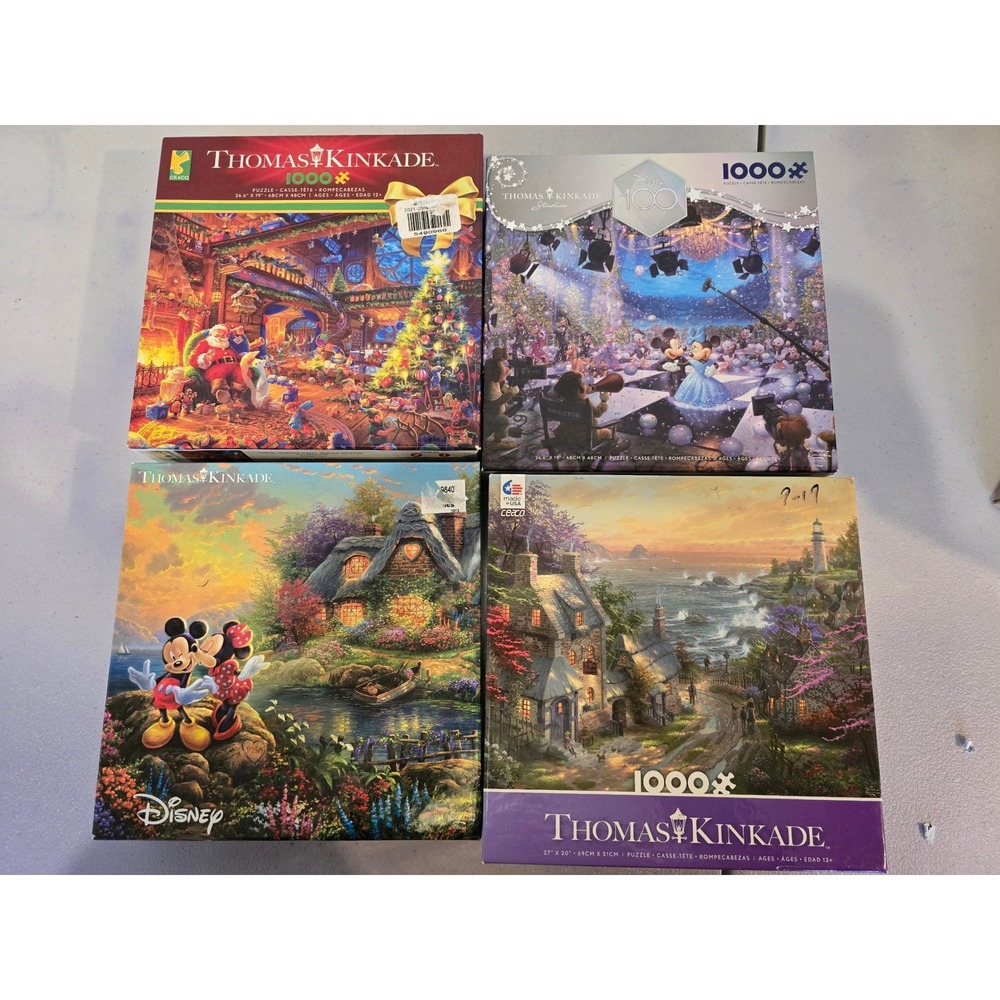 Thomas Kinkade Ceaco Puzzle 4 Lot 750- 1000 Piece Disney‎  Santa Lighthouse #503